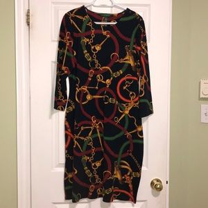 Ralph Lauren Equestrian Print Dress Long Sleeve